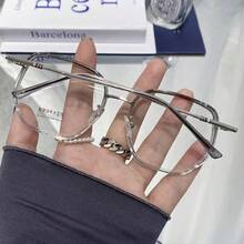 Women's Eyeglass Frame, 1 Piece, Large Square TR Frame, Metal  Light Glasses, Suitable For Daily Use - Gray - View 2