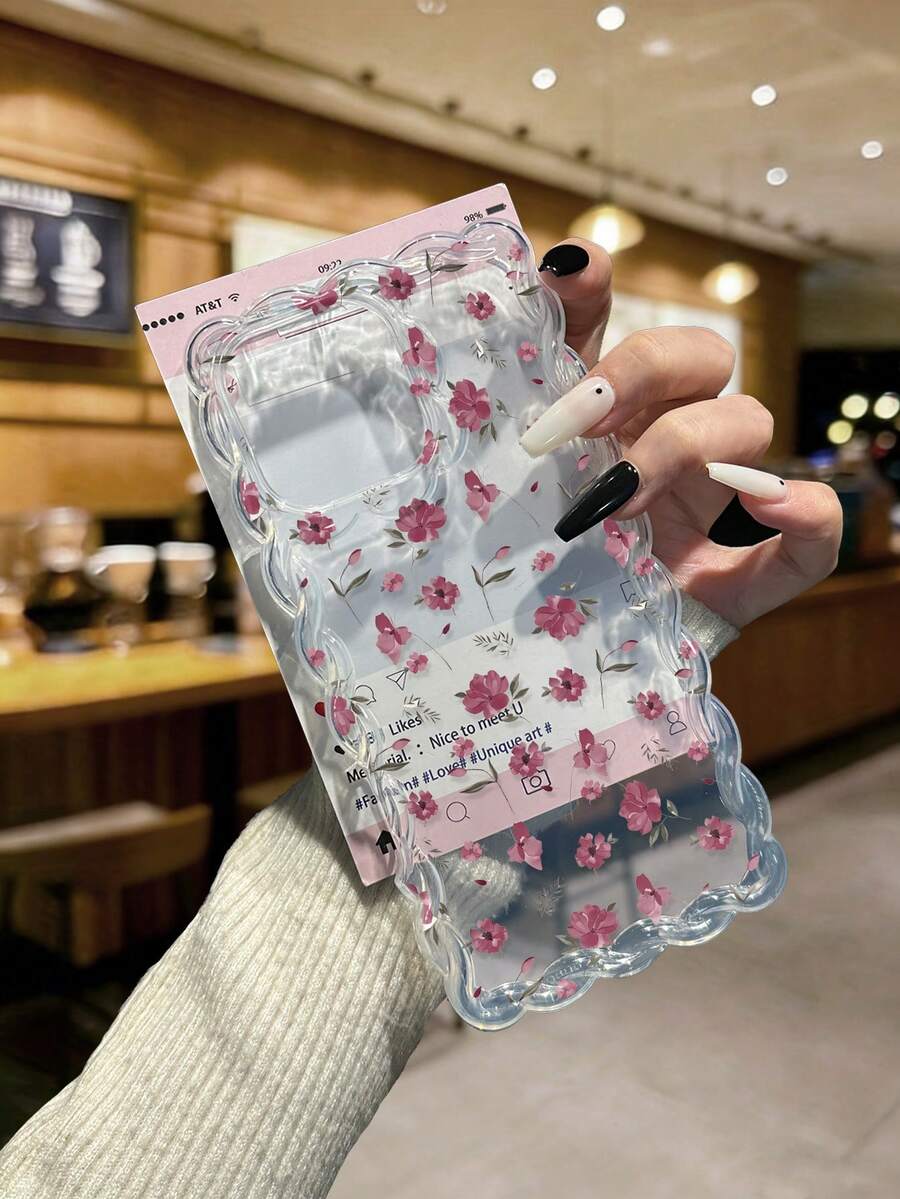 Floral Butterfly Painted Braided Wave Edge Minimalist High-End TPU Painted Anti-Drop Phone Case Compatible With Iphone 17pro/17Air /17/17promax 16/11/16pro/16plus/16promax/16e/15Promax/13/14/12/XS/XR/7G/8PXR /7/8, Painted TPU Anti-Drop Soft Case Compatible With Iphone 15Promax, 13, 14, 12, X, 14 - Multicolor - View 1