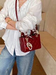 Dedoo Mẫu mới 2025, túi xách cao cấp sang trọng dành cho nữ, túi tote thêu kim cương, thích hợp cho kỳ nghỉ xuân/hè, đi học, đi làm hàng ngày, quà Giáng sinh, tiệc tùng, đám cưới và các dịp khác. - Màu Đỏ Sâu - Xem 5