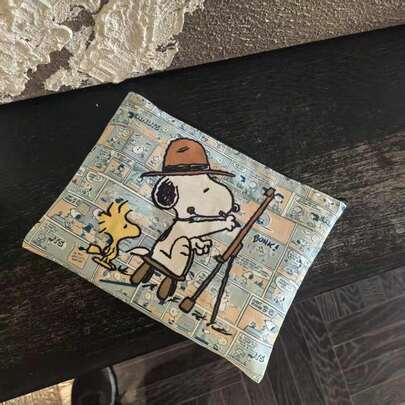SNOOPY 1个卡通涂鸦史努比化妆包，便携手提帆布包，可爱史努比化妆品收纳包，送给粉丝、家人和朋友的完美小礼物，情人节礼物、新年礼物、复活节礼物