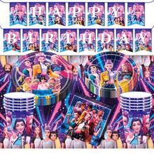 Mattel KPOP Demon Slayer 9pcs Party Tableware Set, 9/7 Inch Plates, 9oz Cups, Birthday Banner, Tablecloth, Napkins, Birthday, Graduation, Summer Party Disposable Anime Party Supplies - Multicolor - View 2