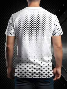 Men's Casual Daily All-Over Print Round Neck Short Sleeve T-Shirt, Summer - Multicolor - View 2