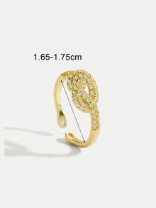 Damen Ring mit Goldbeschichtung und Zirkonia, geflochtenes verdrehtes offenes verstellbares Band + komplett mit Zirkonia-Steinen besetzt, minimalistischer eleganter Stil, geeignet für den täglichen Gebrauch/vielseitig einsetzbar, tolles Geburtstagsgeschenk für Modebewusste - Gold - Übersicht 4
