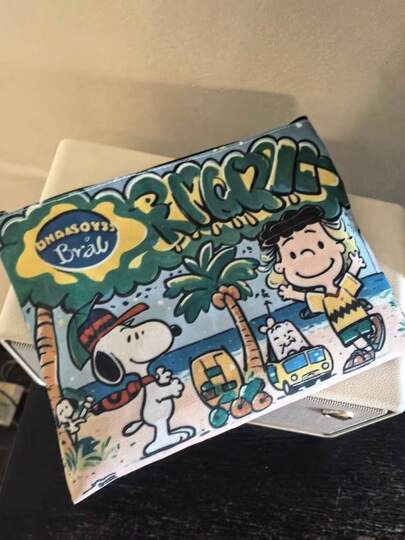  1 pieza Nueva bolsa de cosméticos linda de Snoopy, bolsa portátil, portacartas, bolsa para teléfono, bolsa de almacenamiento de artículos de papelería de estilo japonés de moda y multifuncional, útiles escolares, regalo del Día de San Valentín/Año Nuevo, estilo aleatorio