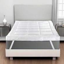 10cm Thick Microfiber Mattress Topper With 4 Corner Elastic Straps, Suitable For Bedroom, Floor, Tatami Mat, Guest Room, Hotel, Daily Use, Wedding & Holiday Gift! - White - View 2