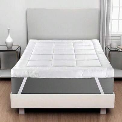 10cm Thick Microfiber Mattress Topper With 4 Corner Elastic Straps, Suitable For Bedroom, Floor, Tatami Mat, Guest Room, Hotel, Daily Use, Wedding & Holiday Gift!