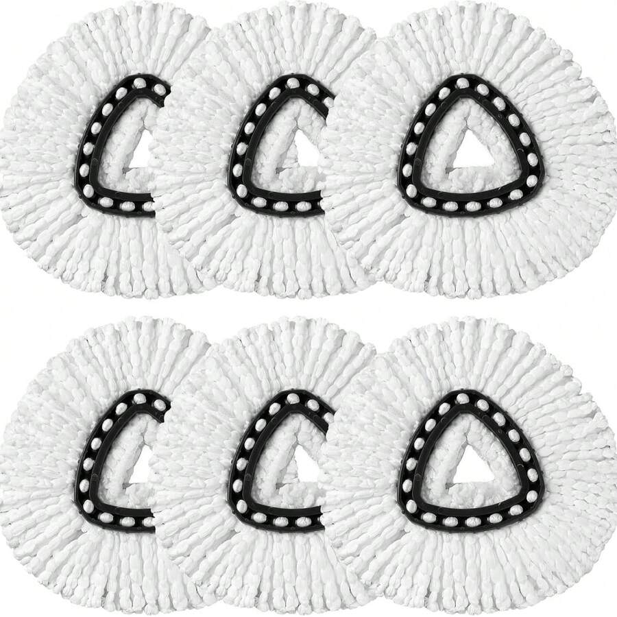 Cabezales de repuesto para trapeador compatibles con O-Cedar EasyWring Spin Mops, paquete de 6 - Recambios de cabezal de microfibra lavable para trapeador giratorio - Recambio de cabezal de trapeador de fácil limpieza - A - Ver 1