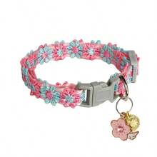 Pet Bell Pendant Accessory, Lace Embroidered Cat Collar, Dog Necklace Accessories - Watermelon Pink - View 7
