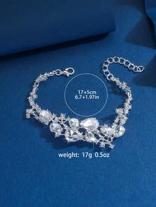 1件女士手链，水滴形玉石水晶手链，闪亮多石设计，适合晚宴、婚礼、情人节等场合佩戴 - 5320 - 查看 11