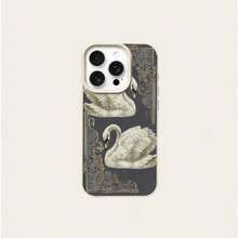 1pc Vintage Floral Heart Frame Swan Pattern TPU Phone Case Compatible With IPhone 17 Pro Max/17/16 Pro Max/15/13/12/11, S20 FE/A15/S24/A55,  Note 11/12/13 Pro, Full Body Soft Protective Cover - 款式8(1pc) - 查看 5