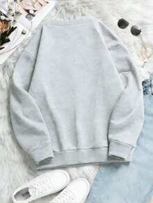 Customized Round-Neck Hoodie In Gray Pullover Style, Personalized Design. Couple's Embrace Photo. You Can Freely Add Photos, Text And Music. It Can Be Given As A Gift To Your Lover. Valentine's Day Gift - Grey - View 3