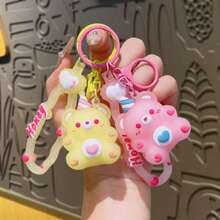 New Jelly Sitting Heart-Shaped Bear Cute Keychain, Car Key Chain, Backpack Pendant, Gift, Holiday Gift, Birthday Gift, Perfect Gift - Multicolor - View 3