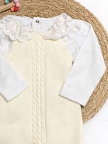 Baby Boy Girl Autumn/Winter Casual Knit Romper - 白色 - 查看 3