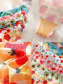 6条/包 情人节女士水果印花心形镂空设计舒适性感低腰丁字裤 - 彩色 - 查看 10