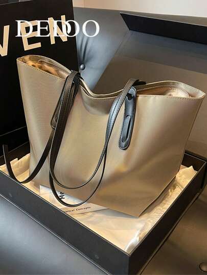 Dedoo Women's Multi-Functional Solid Color Patterned PU Leather Handbag, Simple And Large Capacity Top Handle Shoulder Bag, Casual And Lightweight Commuter Handbag, Suitable For Daily Office Use, Stylish Waterproof Square Outdoor Travel Storage Shopping Crossbody Bag.