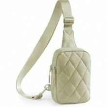 Quilted Puffer Sling Bag For Women Small Backpack Crossbody Chest Bag Fanny Packs Purses For Casual Traveling Hiking - 卡其色 - 查看 1