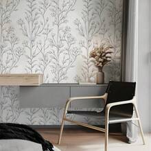 BVL 1卷，0.24毫米厚，白色素描花卉图案乙烯基壁纸，可剥离粘贴，可移除，防水防污，适用于家居装饰、卧室、厨房、客厅，自粘壁纸，墙贴 - 玉蘭 - 查看 5