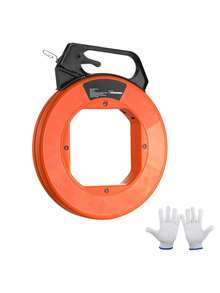 Fish Tape, 240-Foot, 1/8-Inch, Steel Wire Puller With Optimized Housing And Handle, Easy-To-Use Cable Puller Tool, Flexible Wire Fishing Tools For Walls And Electrical Conduit, Non-Conductive - Orange - View 8