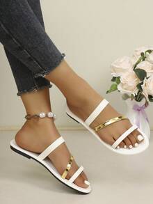 Sandal quai mảnh đính đá cho nữ, thích hợp đi biển, đi làm và mang hàng ngày vào mùa hè. - trắng - Xem 4