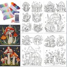 15片蘑菇图案刺绣稳定剂水溶性粘贴式缝纫纸，适合初学者手工缝纫 - 4ST+B - 查看 17