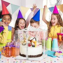 1个透明蛋糕盒，带透明盖，适用于蛋糕、糕点、巧克力、饼干、馅饼、生日派对、婚礼、情人节、礼品包装（不含丝带） - 彩色 - 查看 8