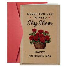 Thiệp chúc mừng Ngày của Mẹ hài hước kèm phong bì, 1 chiếc, Biển trang trí Ngày của Mẹ đầu tiên với bó hoa hồng đỏ, Món quà độc đáo dành cho mẹ và mẹ tương lai, Lý tưởng để chúc mừng bất kỳ dịp nào. - Bộ - Xem 1