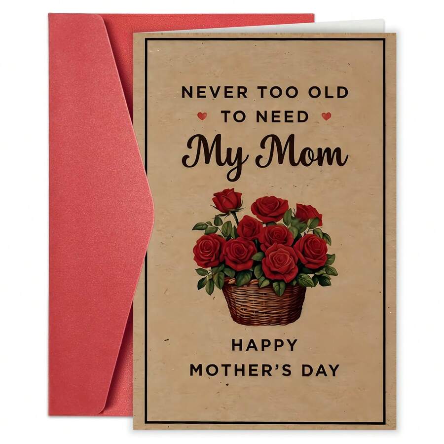 Thiệp chúc mừng Ngày của Mẹ hài hước kèm phong bì, 1 chiếc, Biển trang trí Ngày của Mẹ đầu tiên với bó hoa hồng đỏ, Món quà độc đáo dành cho mẹ và mẹ tương lai, Lý tưởng để chúc mừng bất kỳ dịp nào. - Bộ - Xem 1