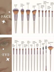 47件套化妆工具套装，包括：22支化妆刷套装+5个化妆海绵+5个迷你化妆海绵+5个三角粉扑+5个迷你气垫粉扑+1个发圈+2个手碗挂绳+1个化妆刷清洁工具+1个洁面海绵 - 棕色 - 查看 2