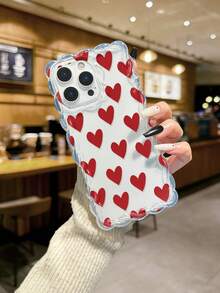 心形彩绘编织波浪边极简高端TPU彩绘防摔手机壳，兼容 17 Pro/17 Air/17/17 Pro Max、16/11/16 Pro/16 Plus/16 Pro Max/16 e/15 Pro Max/13/14/12/XS/XR/7G/8 Plus/XR/7/8；彩绘TPU防摔软壳，兼容 15 Pro Max、13、14、12、X、12/14。 - 彩色 - 查看 3