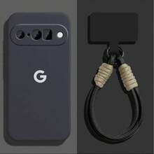 Nyckelring, mjukt telefonskal med snodd, kompatibelt med Pixel 6, 6 Pro, 6A, 7, 7A, 7 Pro, 8, 8 Pro, 8A, 9, 9A, 9 Pro, 9 Pro XL, 10, 10 Pro, 10 Pro XL - Svart - Visa 1