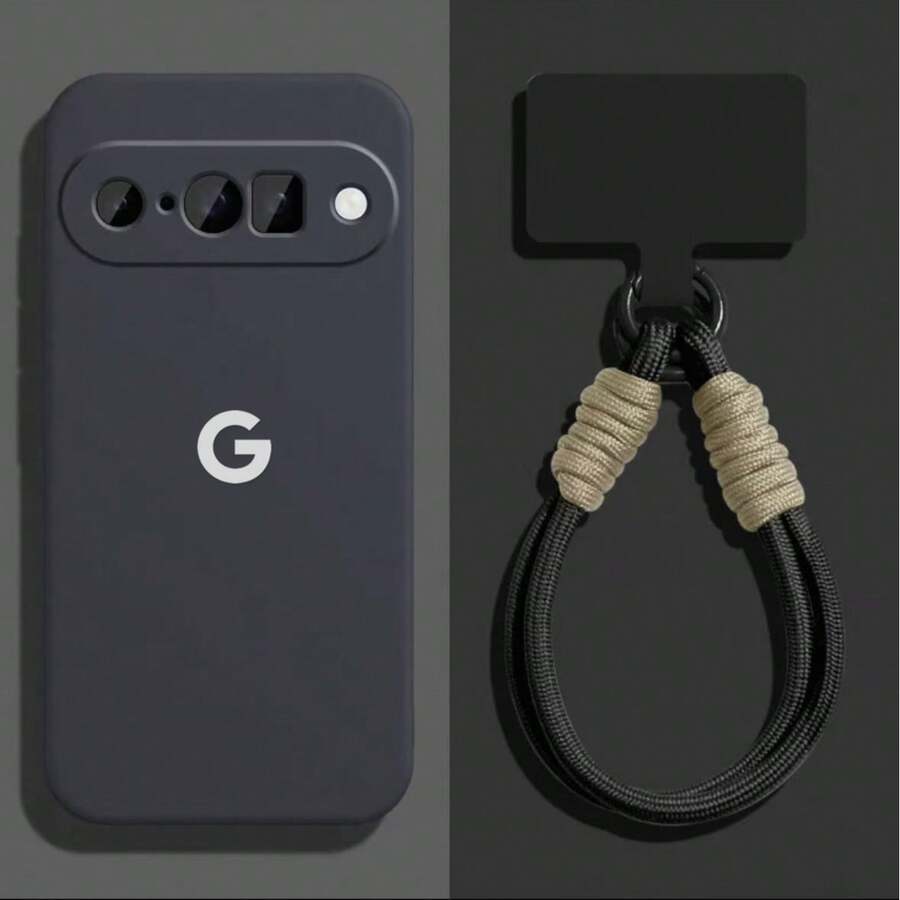Nyckelring, mjukt telefonskal med snodd, kompatibelt med Pixel 6, 6 Pro, 6A, 7, 7A, 7 Pro, 8, 8 Pro, 8A, 9, 9A, 9 Pro, 9 Pro XL, 10, 10 Pro, 10 Pro XL - Svart - Visa 1