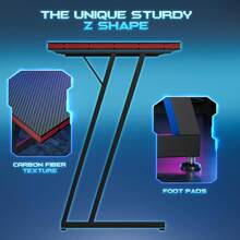 L Shaped Gaming Desk Computer Corner Desk PC Gaming Desk Table With Large Monitor Riser Stand For Home Office Sturdy Writing Workstation (Black, 51 Inch) - Black - View 6