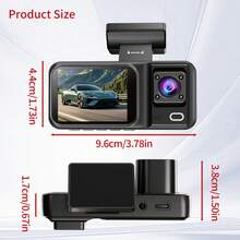 1 Peça Câmera Veicular 1080P com Monitoramento de Estacionamento 24/7, Sobrescrever Inteligentemente Imagens Antigas, Gravação Contínua, Design Compacto, Instalação Fácil, Discreta e Adequada para a Maioria dos Veículos - A98 - Visão 3