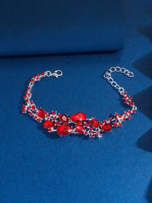 1件女士手链，水滴形玉石水晶手链，闪亮多石设计，适合晚宴、婚礼、情人节等场合佩戴 - 5320 - 查看 4