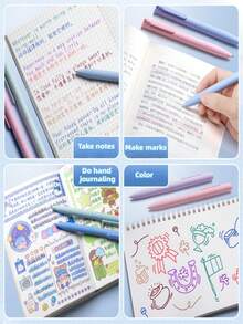 6pcs/Box Colorful Ballpoint Pens In Muted Tones, High-Quality Quick-Drying Retractable Pens For Journaling, Suitable For School And Office Use, Back To School Season - Sets - View 6