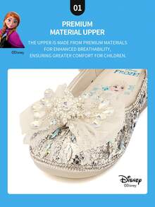 Disney 1 Pair Licensed Princess Shoes, Suitable For Daily And Holiday Outdoor Wear, Comfortable, Non-Slip, Breathable (Children Flat Shoes, Girls Shoes, Princess Shoes, Queen Shoes) - Beige - View 3