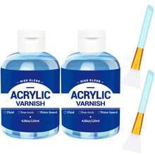 Acrylic Varnish 4.06oz/High Gloss And Matte Finish, Transparent, Fluid, Water-Based, Sealant For Art And Crafts - Blue - View 11