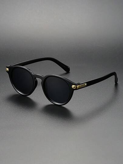 Gafas de moda redondas y negras de estilo retro, de plástico para uso casual y diario, unisex