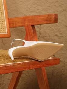 Giày sandal cao gót mũi nhọn, quai ngang mắt cá chân, kiểu dáng gợi cảm, màu trắng, thích hợp cho các bữa tiệc. - trắng - Xem 4