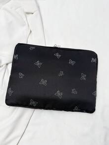 1個學生筆電包 11"/13"/15" 蝴蝶印花布料休閒中性保護套 小收納袋文件袋 筆電保護套攜帶包 11 13 15" 便攜式桌上型保護袋 相容 Mac Book HP 適合女孩和青少年男孩 相容 Air 4 5 Pro 保護殼 防震單層筆電包 - 黑色 - 查看 4
