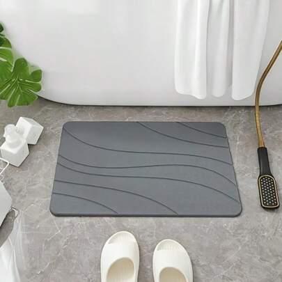 1pc Absorbent Quick-Dry Stone Bath Mat - Non-Slip, Non-Fabric Material, Hand Washable, Comfortable Support Bathroom Floor Mat