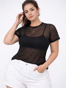 Women's Blouse In Transparent Tulle | Ideal For Modern Looks - 黑色 - 查看 1