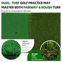 Golf Practice Mat Golf Hitting Mat for Swing Putting and Chipping Portable Golf Training Mat Indoor/Outdoor Dual-Turf/Tri-Turf Golf Mat with 8 Tees - Césped doble 23,6 x 15,8 pulgadas - Ver 3