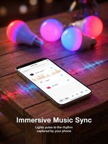 4pcs, Smart Bulbs, RGBCW LED Color Changing Light Bulbs, Dimmable Music Sync Smart Home Bulbs, App Control Wireless LED Lights For Bedroom Living Room. - View 4