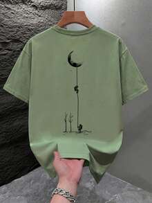 GRDR Men's Fashionable Printed Loose Short Sleeve T-Shirt | Exquisite Design | Summer Essential | Easy To Match, Showcasing Your Style - Mint Green - View 4