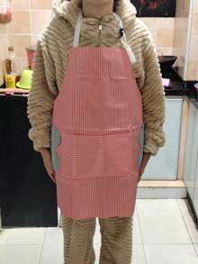 1 pieza Delantal ajustable tipo babero para cocinar, delantal de chef suave con bolsillos, adecuado para hombres y mujeres - Multicolor - Ver 11