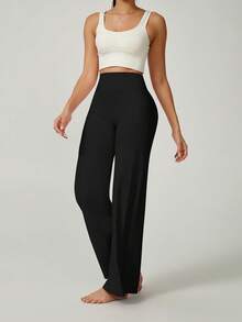 UONNOU 1pc Women's Spring/Summer Loose Fit Wide Leg Pants, Casual Sweatpants, Yoga Pants, Dance Pants, Waist Cinching, Leg Slimming, Elongating, Soft & Comfortable Nylon Fabric, Suitable For Gym, Yoga, Dance, Outdoor, Casual, Commute, Events - Black - View 10