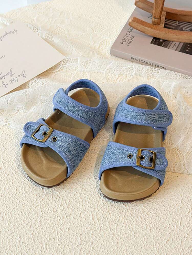 New Chinese Style Fashion Versatile Girls' Open Toe Sandals, Soft Sole Beach Shoes, Summer - Blue - View 3