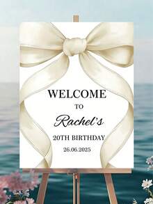 Biển chào mừng nơ hồng tùy chỉnh - Văn bản và ngày tháng có thể tùy chỉnh, trang trí tiệc cưới, sinh nhật, tiệc mừng em bé, lễ rửa tội, lễ đính hôn, tiệc nghỉ hưu màu hồng và vàng trang nhã - Biển chào mừng bằng nhựa dễ treo, trang trí đám cưới và sự kiện. - Nhiều màu - Xem 8