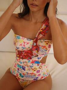 2026 Summer Beach Allover Print Backless One Piece Swimsuit - Nhiều màu - Xem 1